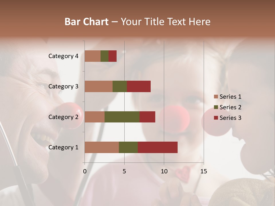 Clown-Doctor : Two Girls And Clown With Red Noses Are Smiling And Joking During Medical Examination. PowerPoint Template