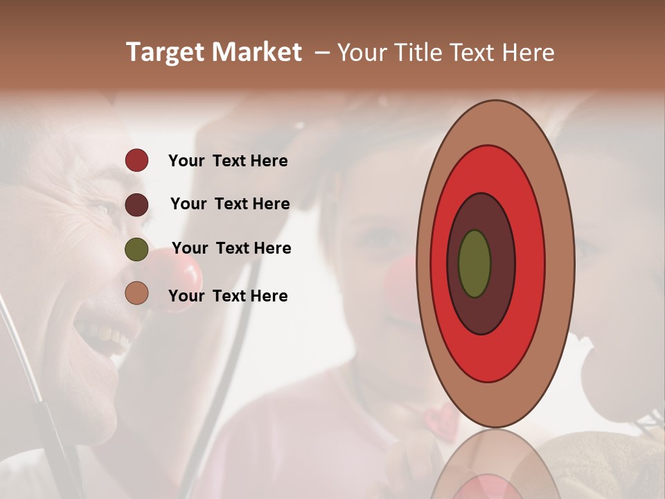 Clown-Doctor : Two Girls And Clown With Red Noses Are Smiling And Joking During Medical Examination. PowerPoint Template