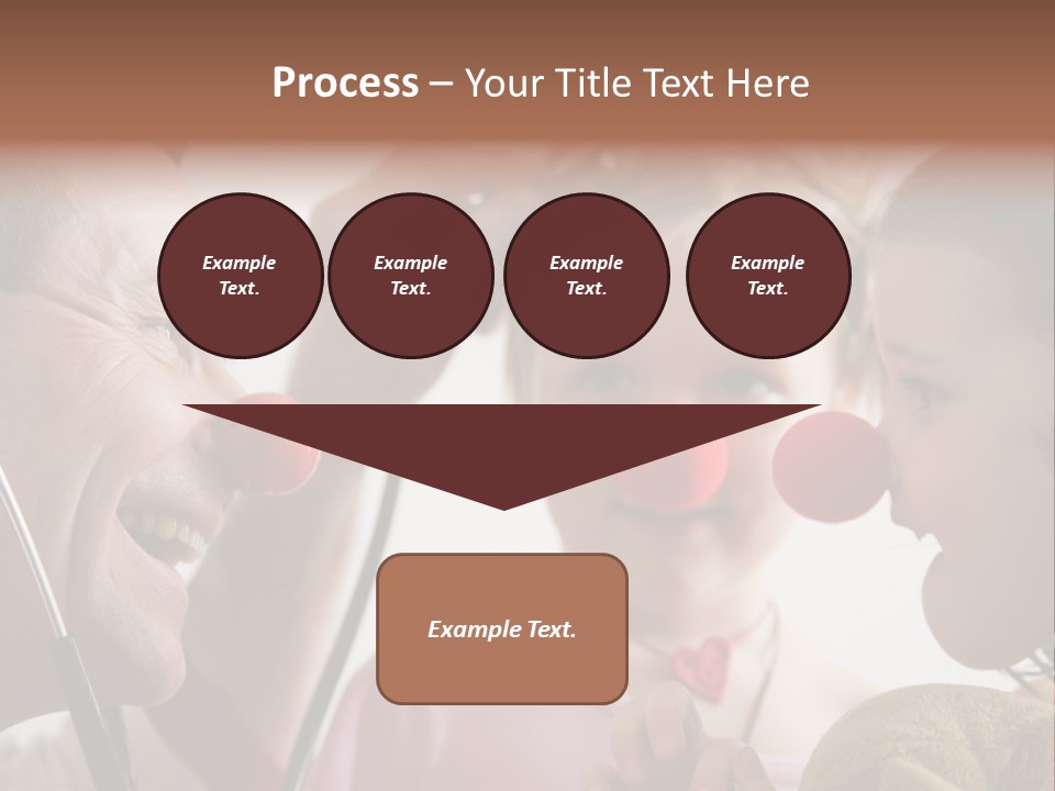 Clown-Doctor : Two Girls And Clown With Red Noses Are Smiling And Joking During Medical Examination. PowerPoint Template