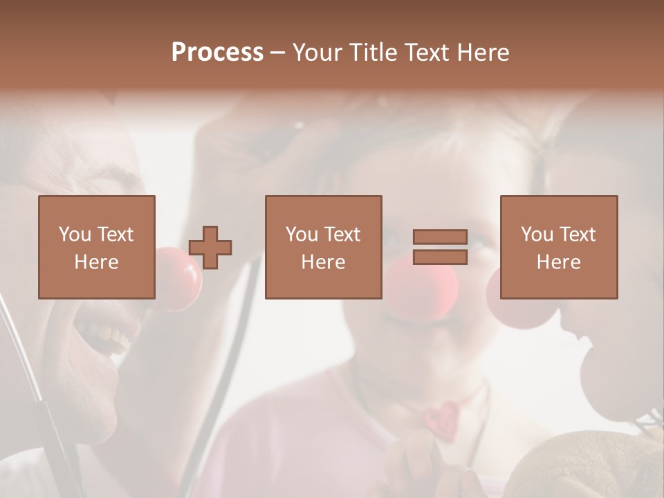 Clown-Doctor : Two Girls And Clown With Red Noses Are Smiling And Joking During Medical Examination. PowerPoint Template