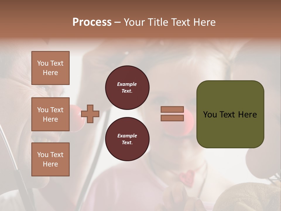 Clown-Doctor : Two Girls And Clown With Red Noses Are Smiling And Joking During Medical Examination. PowerPoint Template