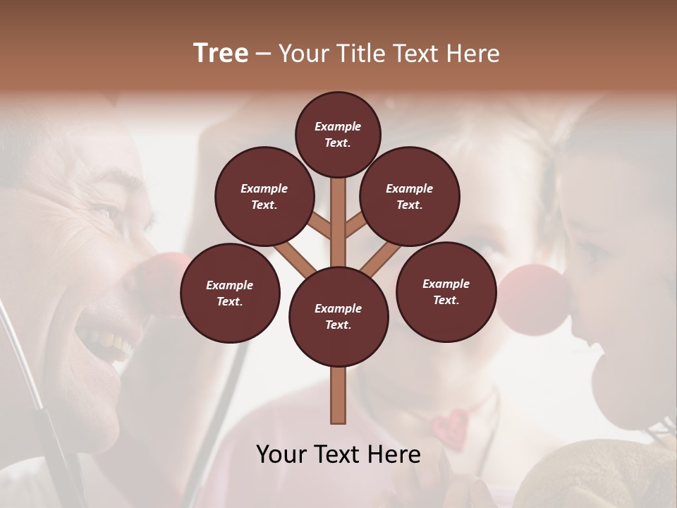 Clown-Doctor : Two Girls And Clown With Red Noses Are Smiling And Joking During Medical Examination. PowerPoint Template