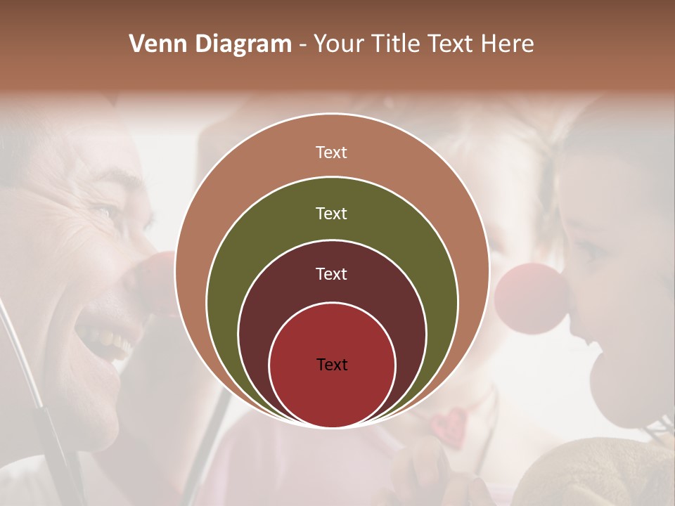 Clown-Doctor : Two Girls And Clown With Red Noses Are Smiling And Joking During Medical Examination. PowerPoint Template