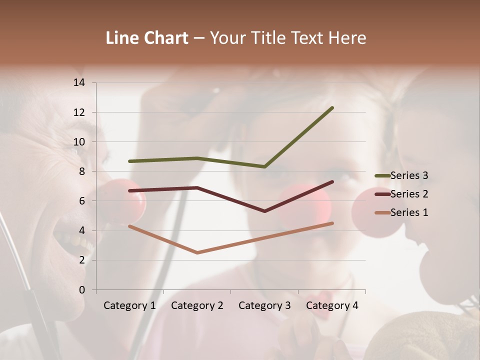 Clown-Doctor : Two Girls And Clown With Red Noses Are Smiling And Joking During Medical Examination. PowerPoint Template
