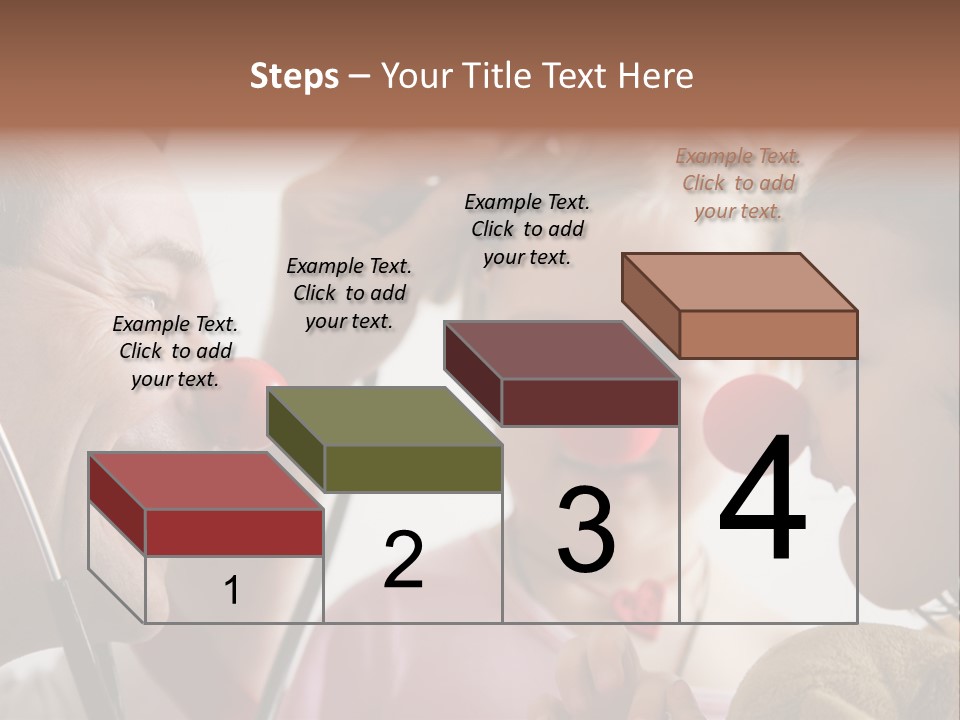 Clown-Doctor : Two Girls And Clown With Red Noses Are Smiling And Joking During Medical Examination. PowerPoint Template
