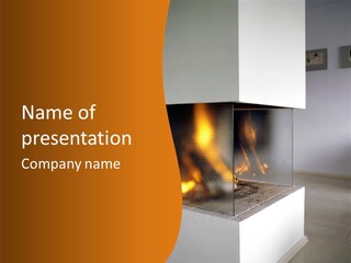 Open Fire Place In Living Room PowerPoint Template