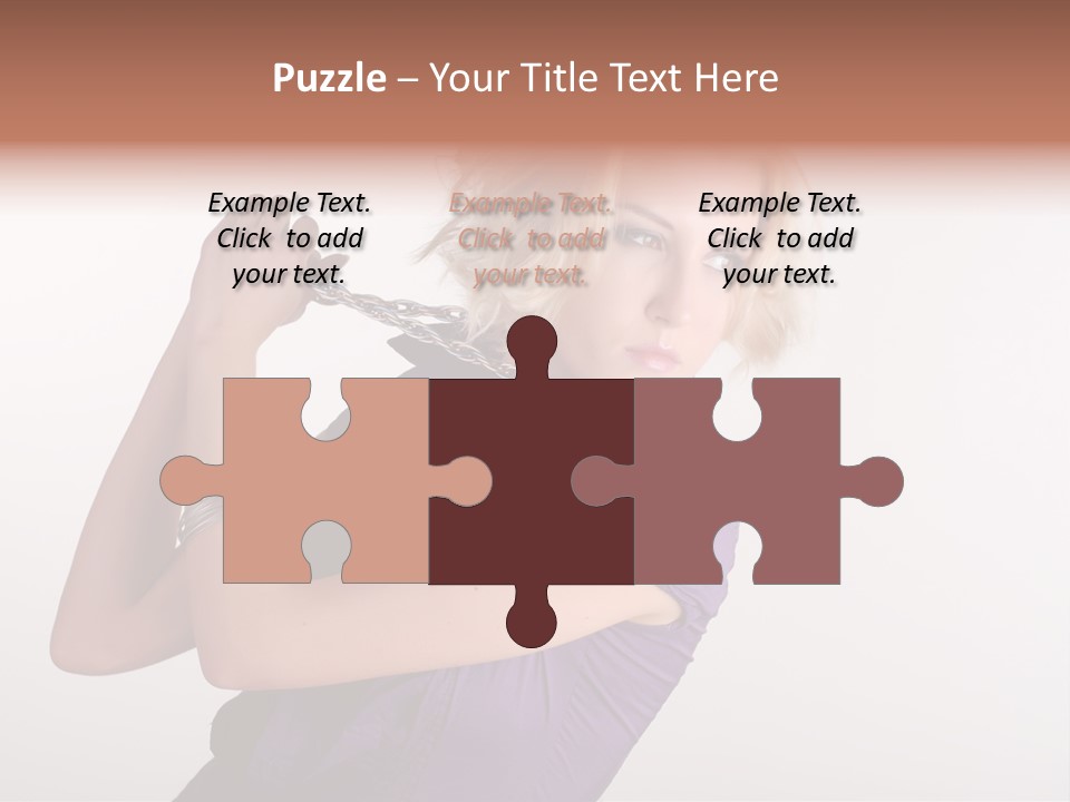 A Woman In A Purple Shirt Holding A Chain Around Her Neck PowerPoint Template