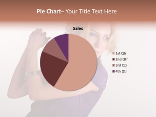 A Woman In A Purple Shirt Holding A Chain Around Her Neck PowerPoint Template