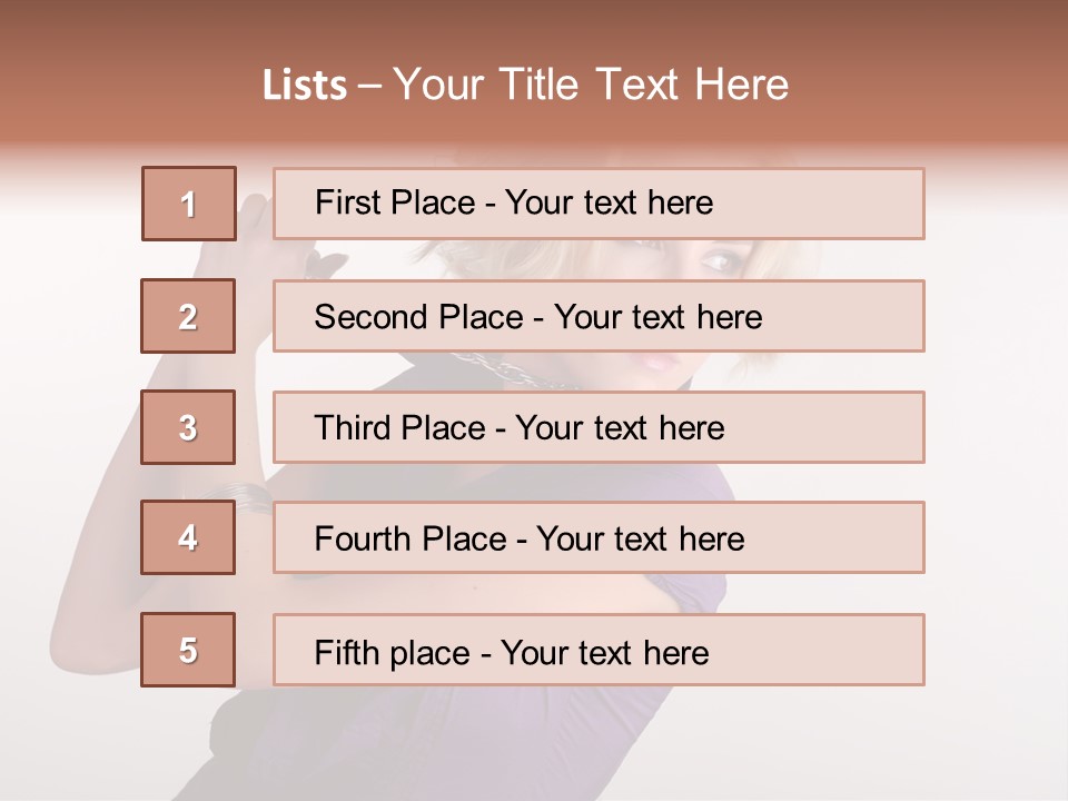 A Woman In A Purple Shirt Holding A Chain Around Her Neck PowerPoint Template