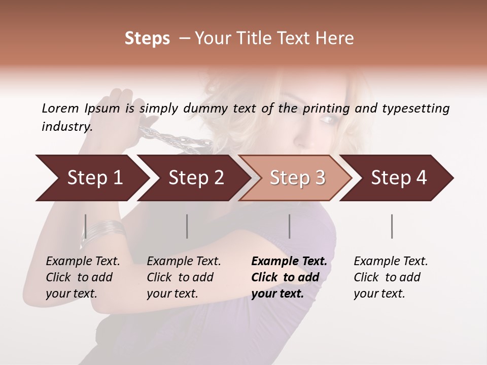 A Woman In A Purple Shirt Holding A Chain Around Her Neck PowerPoint Template