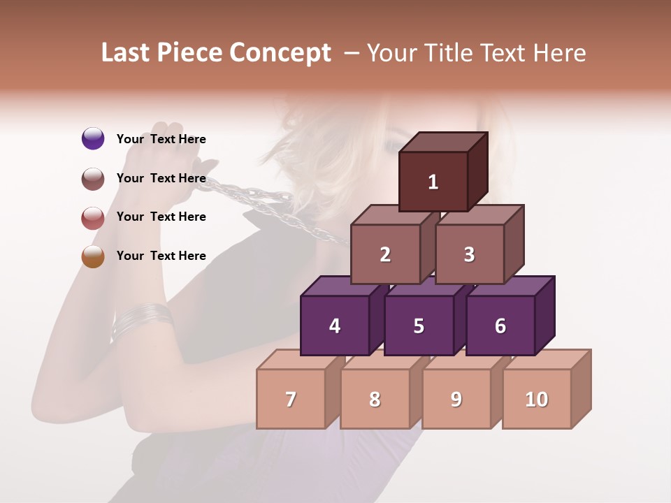 A Woman In A Purple Shirt Holding A Chain Around Her Neck PowerPoint Template