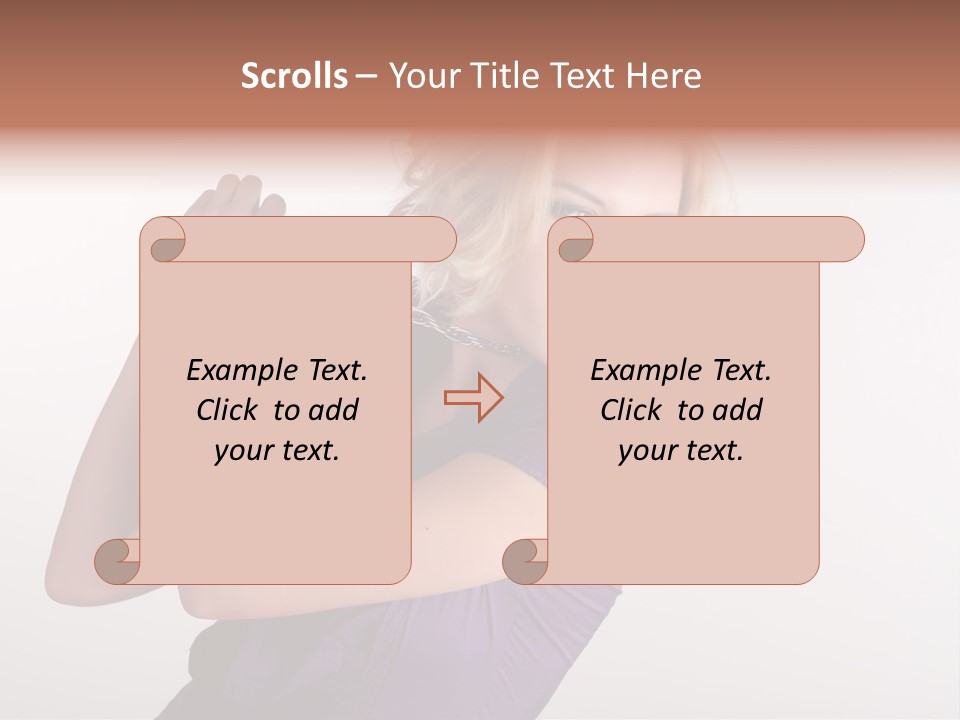 A Woman In A Purple Shirt Holding A Chain Around Her Neck PowerPoint Template