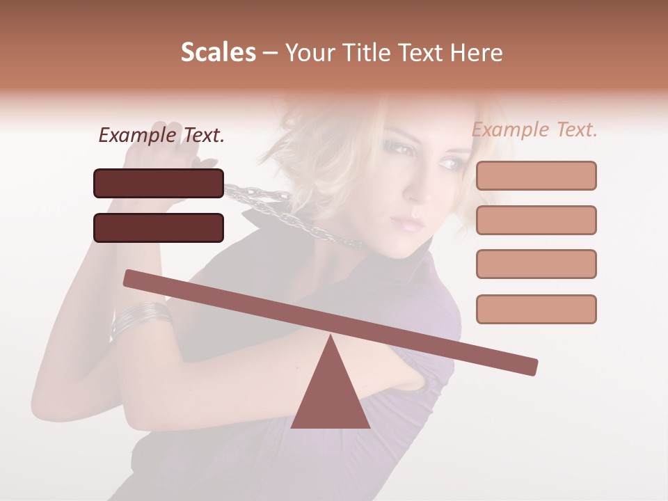 A Woman In A Purple Shirt Holding A Chain Around Her Neck PowerPoint Template