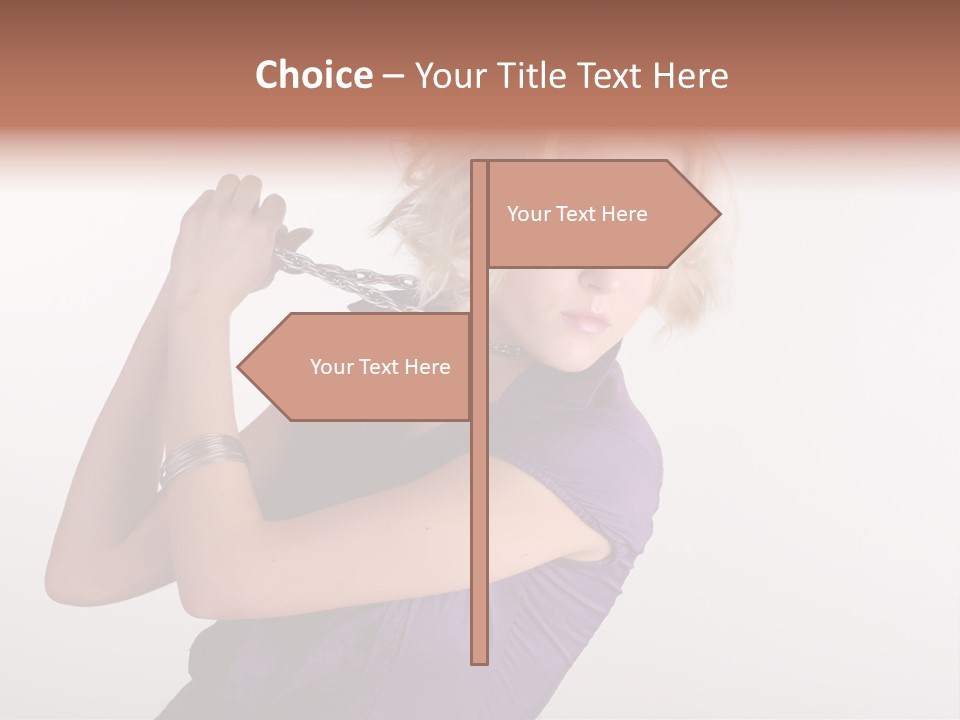 A Woman In A Purple Shirt Holding A Chain Around Her Neck PowerPoint Template