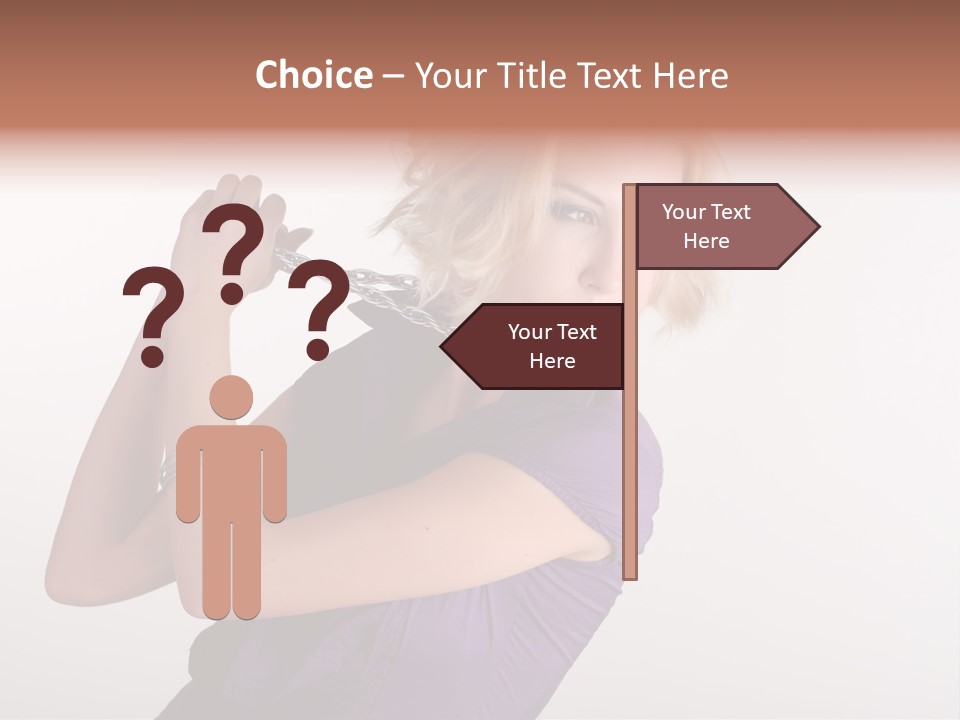 A Woman In A Purple Shirt Holding A Chain Around Her Neck PowerPoint Template