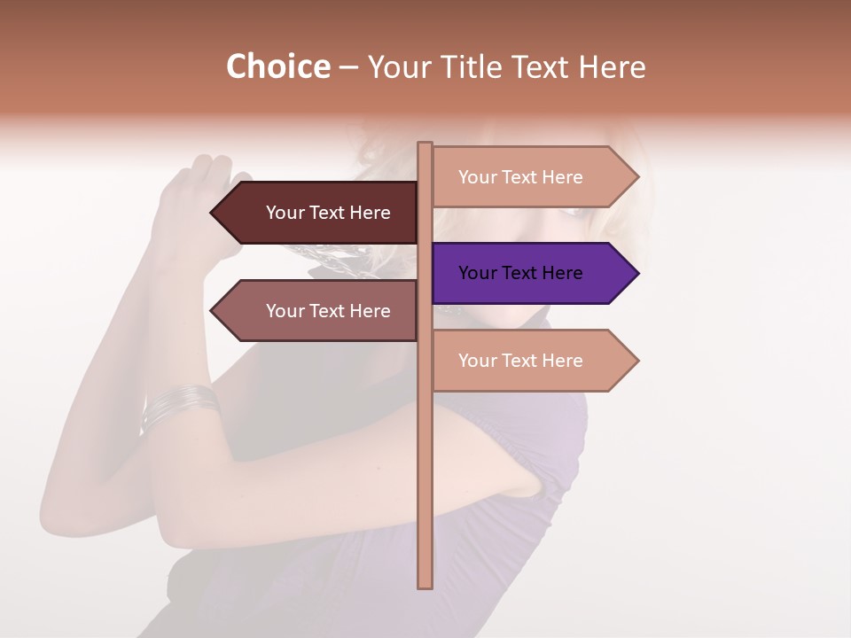 A Woman In A Purple Shirt Holding A Chain Around Her Neck PowerPoint Template