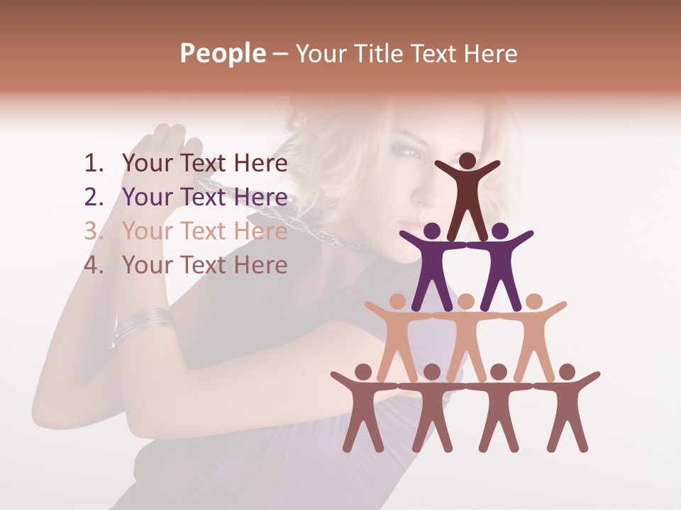 A Woman In A Purple Shirt Holding A Chain Around Her Neck PowerPoint Template