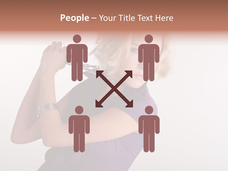 A Woman In A Purple Shirt Holding A Chain Around Her Neck PowerPoint Template