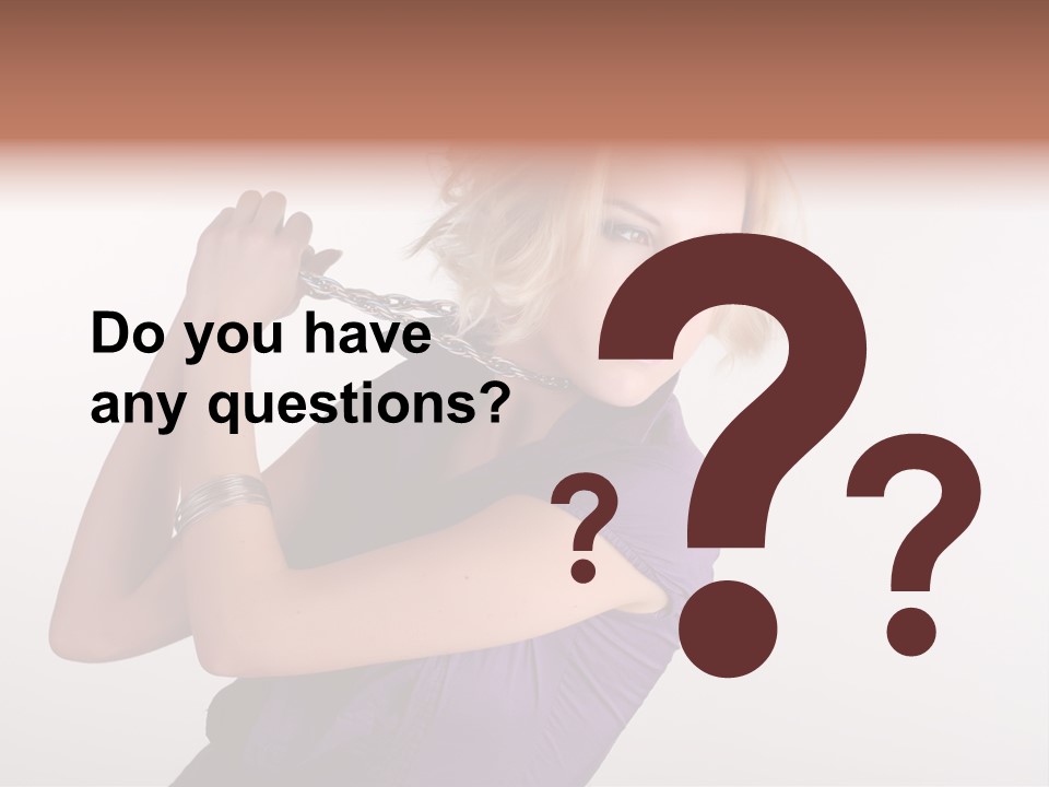 A Woman In A Purple Shirt Holding A Chain Around Her Neck PowerPoint Template