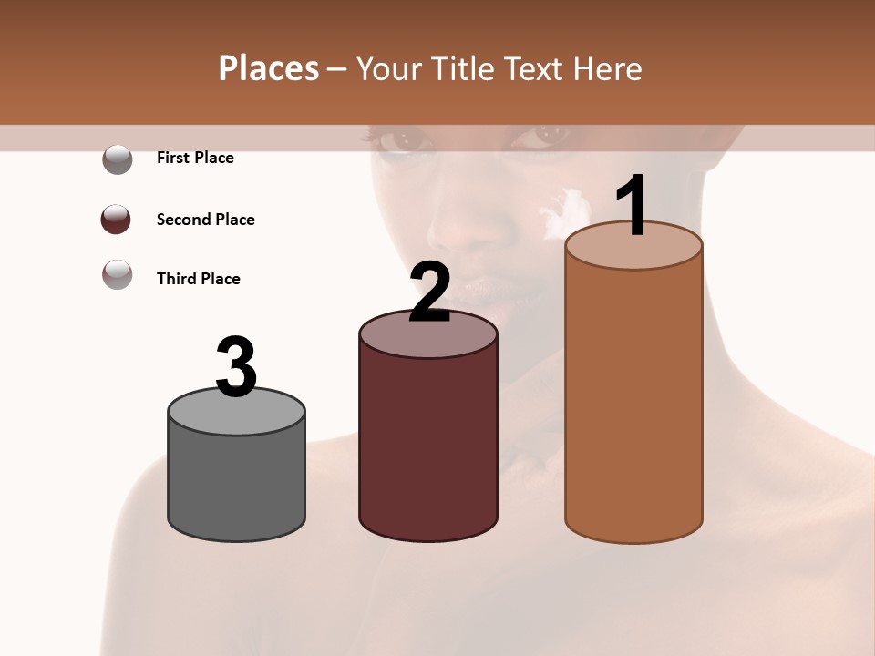 A Woman With A Towel On Her Head Is Holding Her Hand Up To Her Face PowerPoint Template