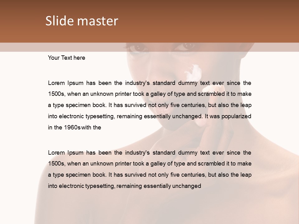 A Woman With A Towel On Her Head Is Holding Her Hand Up To Her Face PowerPoint Template