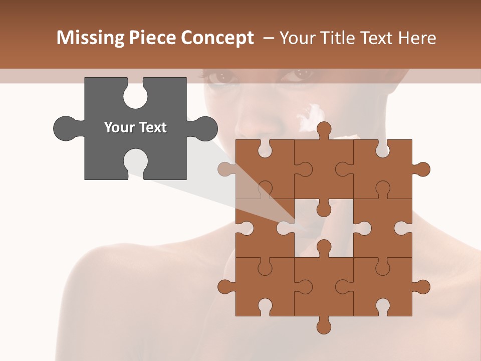 A Woman With A Towel On Her Head Is Holding Her Hand Up To Her Face PowerPoint Template