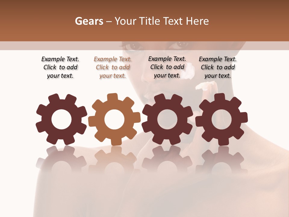 A Woman With A Towel On Her Head Is Holding Her Hand Up To Her Face PowerPoint Template