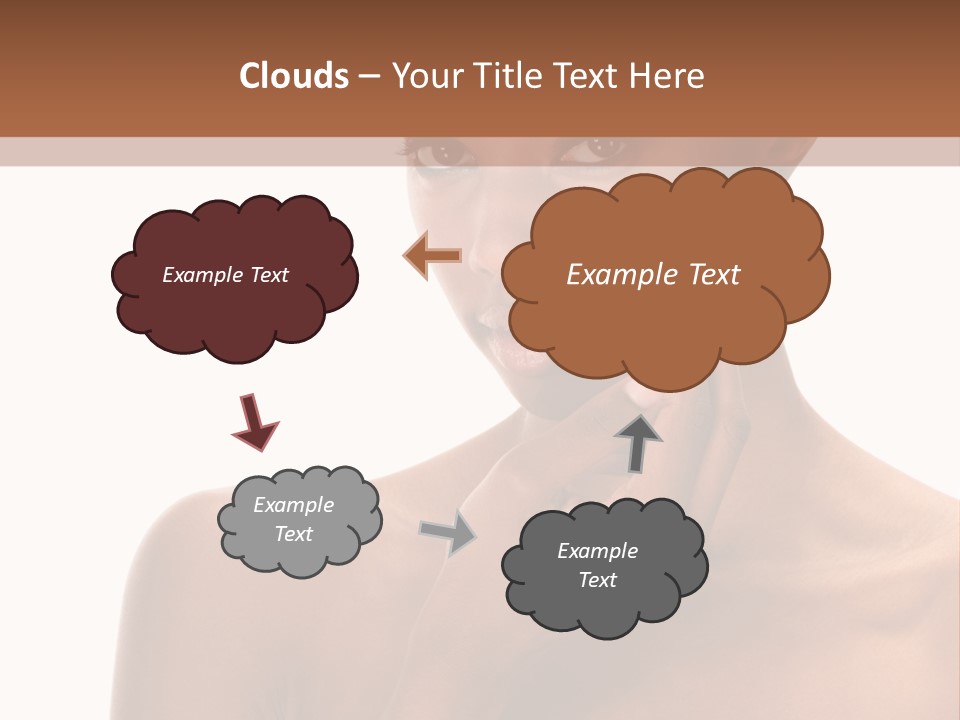 A Woman With A Towel On Her Head Is Holding Her Hand Up To Her Face PowerPoint Template