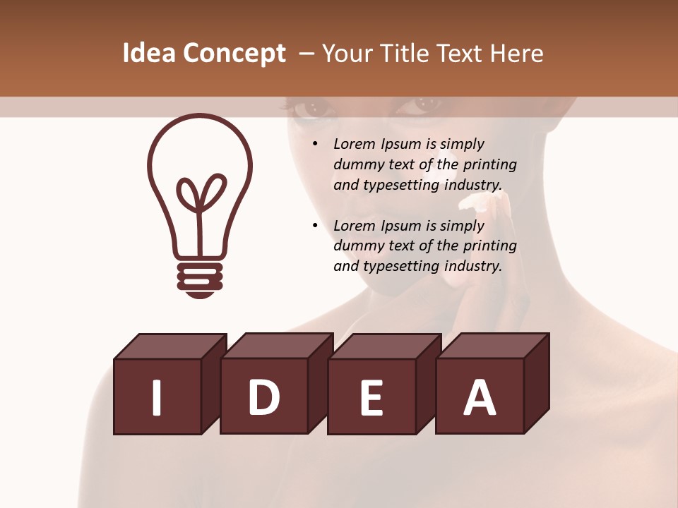 A Woman With A Towel On Her Head Is Holding Her Hand Up To Her Face PowerPoint Template