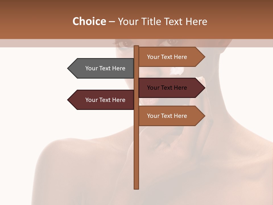 A Woman With A Towel On Her Head Is Holding Her Hand Up To Her Face PowerPoint Template