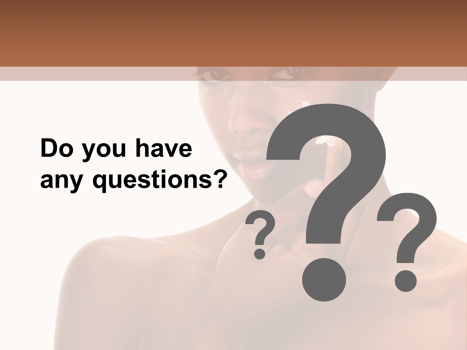 A Woman With A Towel On Her Head Is Holding Her Hand Up To Her Face PowerPoint Template