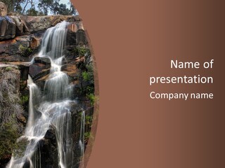 Beautiful Waterfall On Small Forest River In The Canberra Region PowerPoint Template