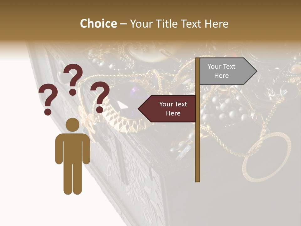 Wooden Treasure Chest With Valuables,Clipping Path PowerPoint Template