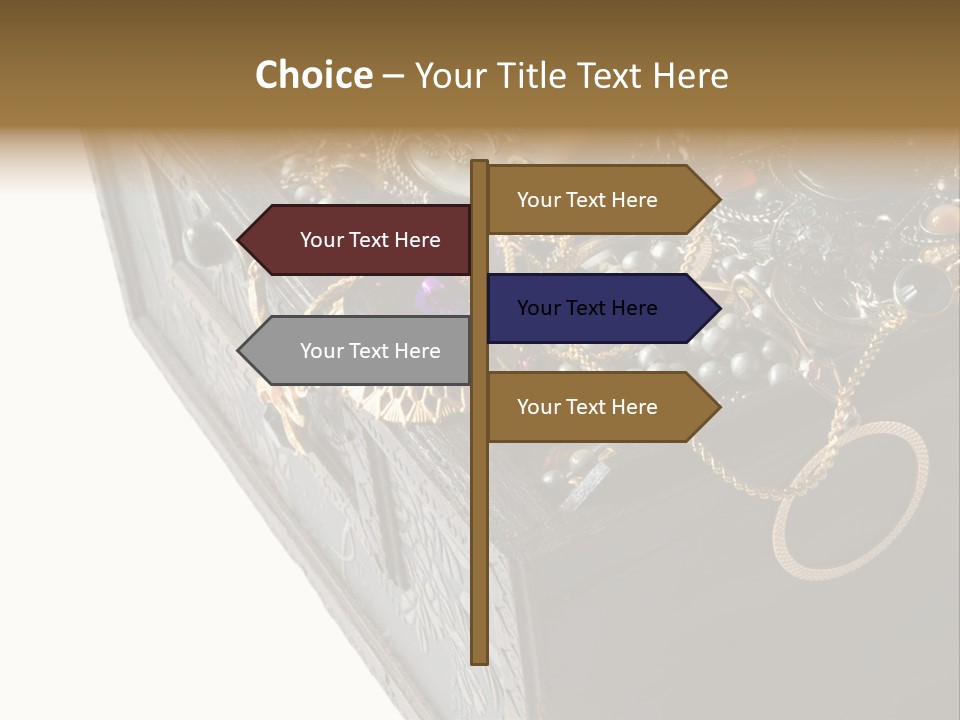 Wooden Treasure Chest With Valuables,Clipping Path PowerPoint Template