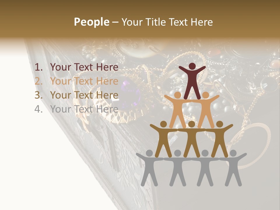 Wooden Treasure Chest With Valuables,Clipping Path PowerPoint Template