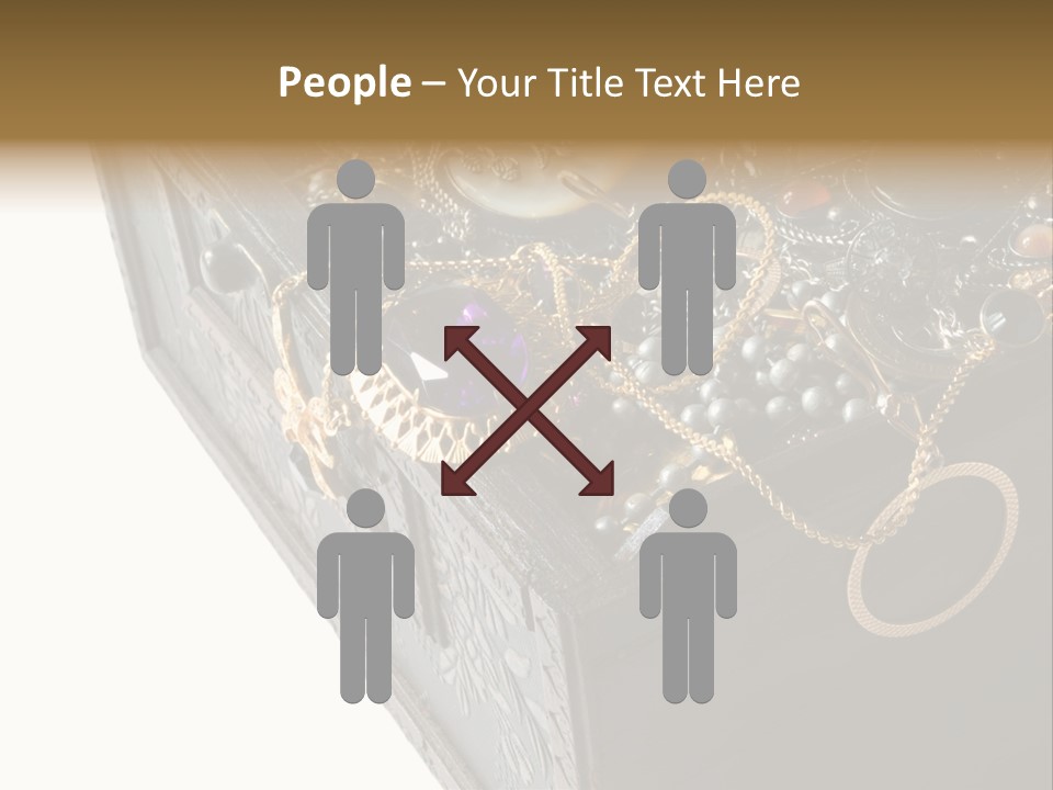 Wooden Treasure Chest With Valuables,Clipping Path PowerPoint Template