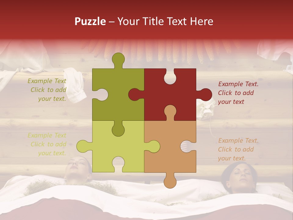 Two Women In A Hay Bath PowerPoint Template