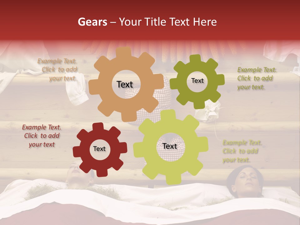 Two Women In A Hay Bath PowerPoint Template