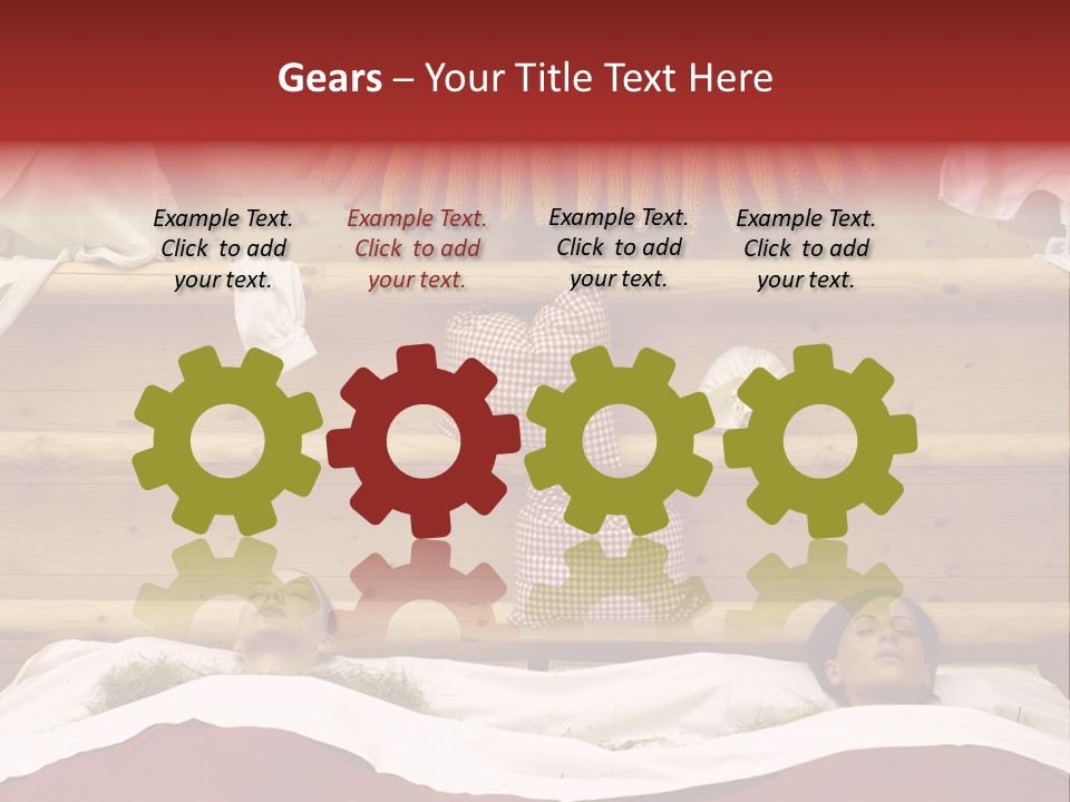 Two Women In A Hay Bath PowerPoint Template