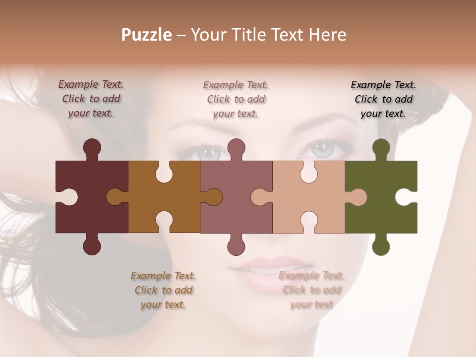 Portrait Of Beautiful Young Woman With Clean Skin Looking At Camera PowerPoint Template