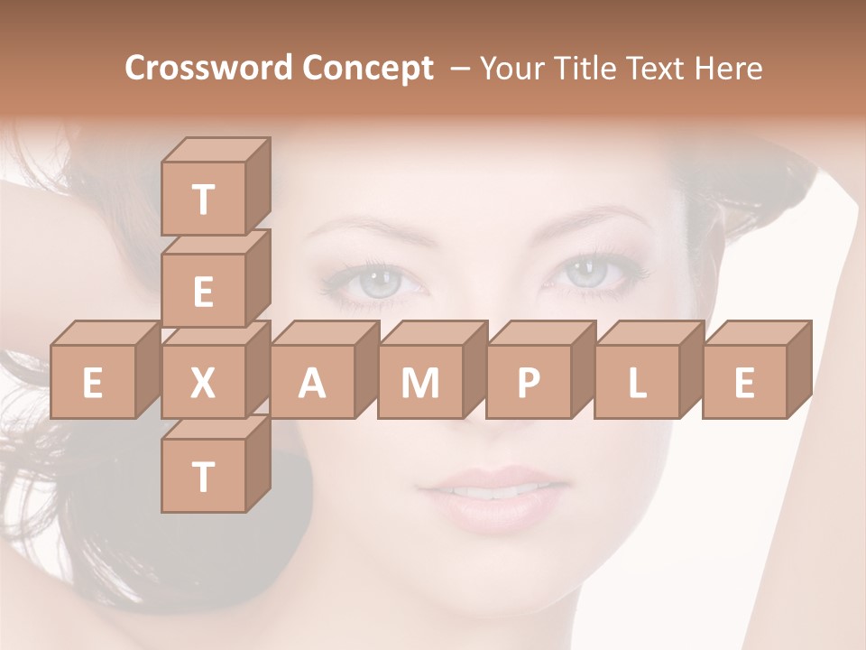 Portrait Of Beautiful Young Woman With Clean Skin Looking At Camera PowerPoint Template