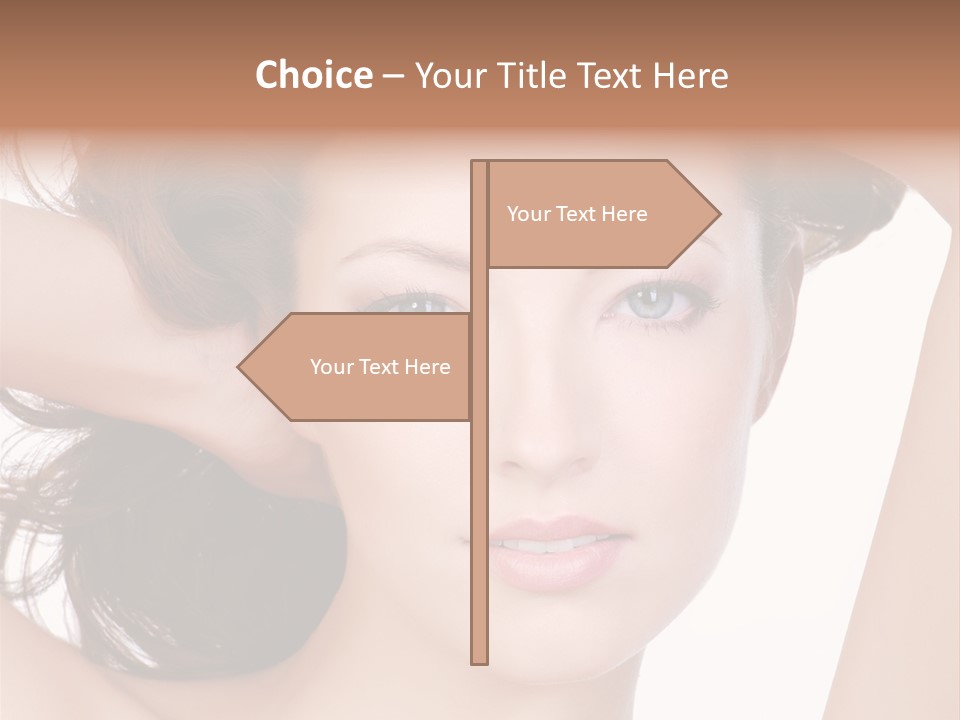Portrait Of Beautiful Young Woman With Clean Skin Looking At Camera PowerPoint Template