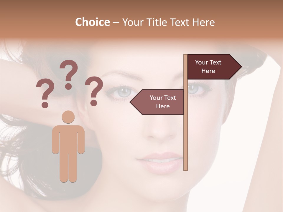 Portrait Of Beautiful Young Woman With Clean Skin Looking At Camera PowerPoint Template
