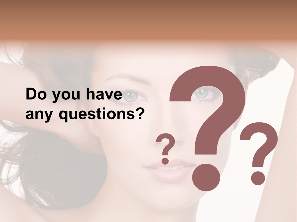 Portrait Of Beautiful Young Woman With Clean Skin Looking At Camera PowerPoint Template