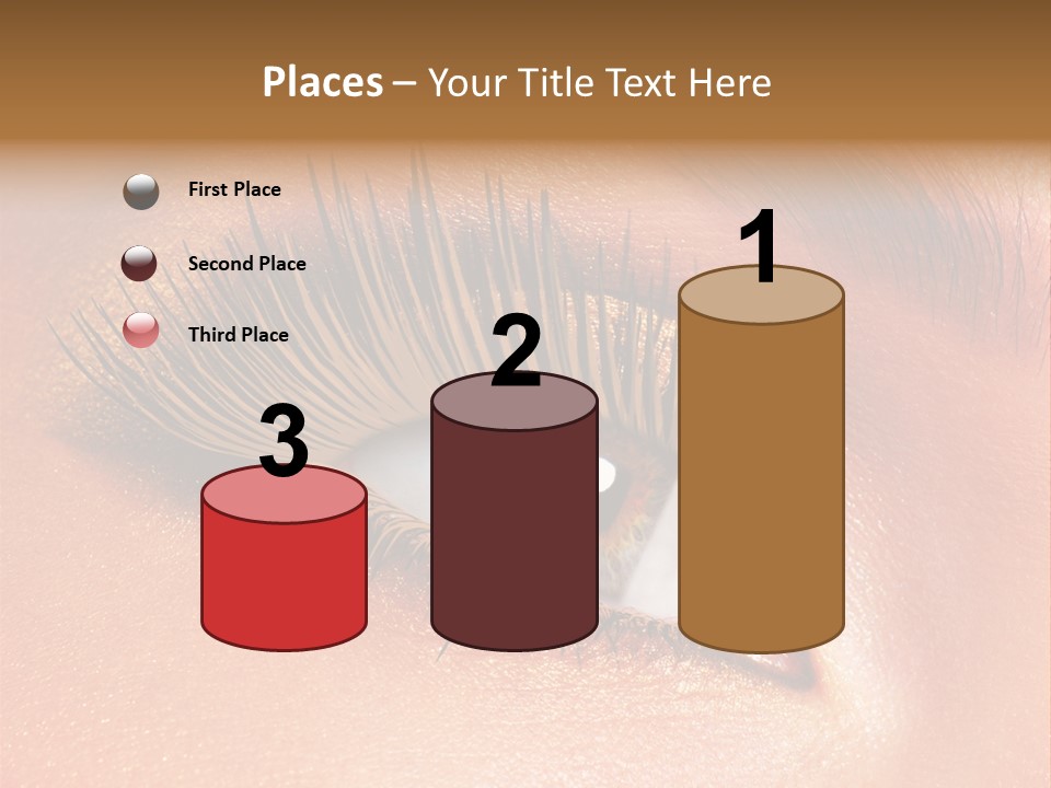 Modern Style Of Golden-Brown Make-Up. Beautiful Woman Eyes PowerPoint Template