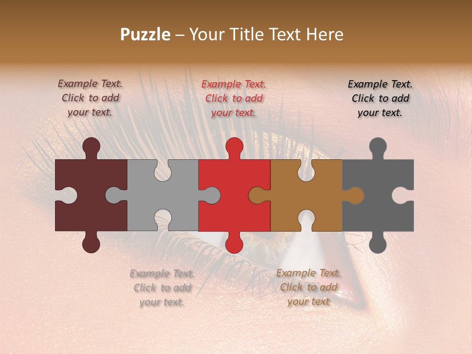 Modern Style Of Golden-Brown Make-Up. Beautiful Woman Eyes PowerPoint Template