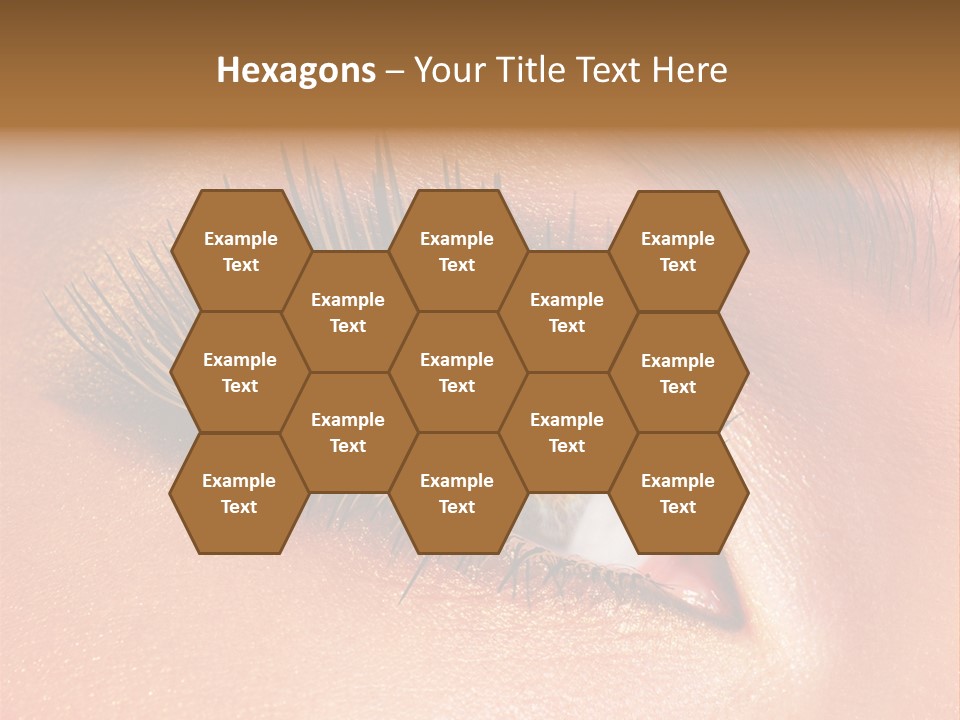 Modern Style Of Golden-Brown Make-Up. Beautiful Woman Eyes PowerPoint Template