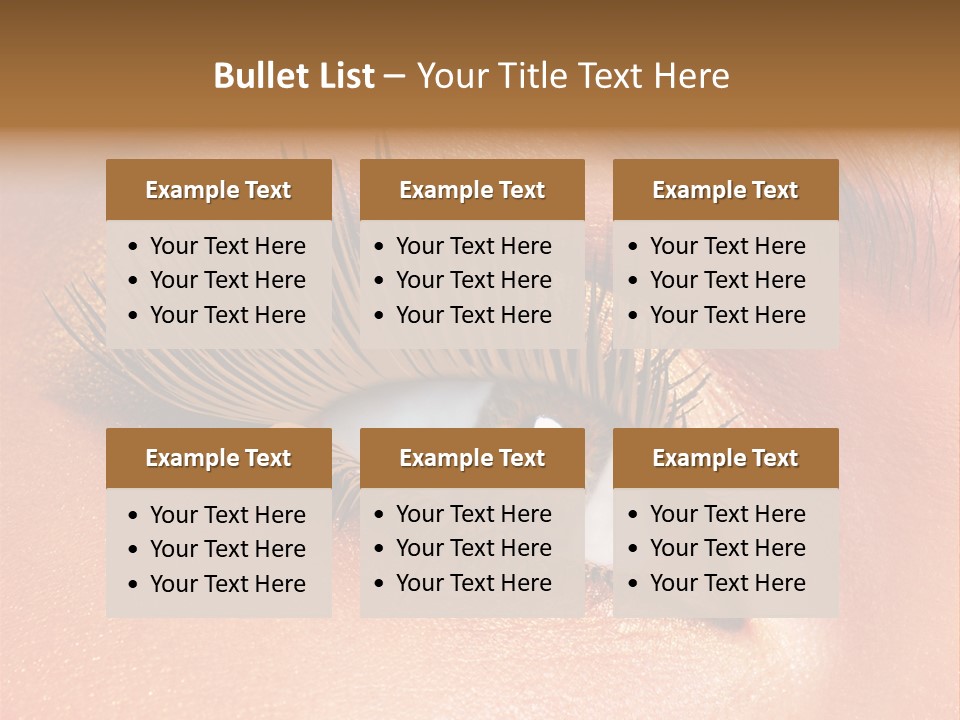 Modern Style Of Golden-Brown Make-Up. Beautiful Woman Eyes PowerPoint Template