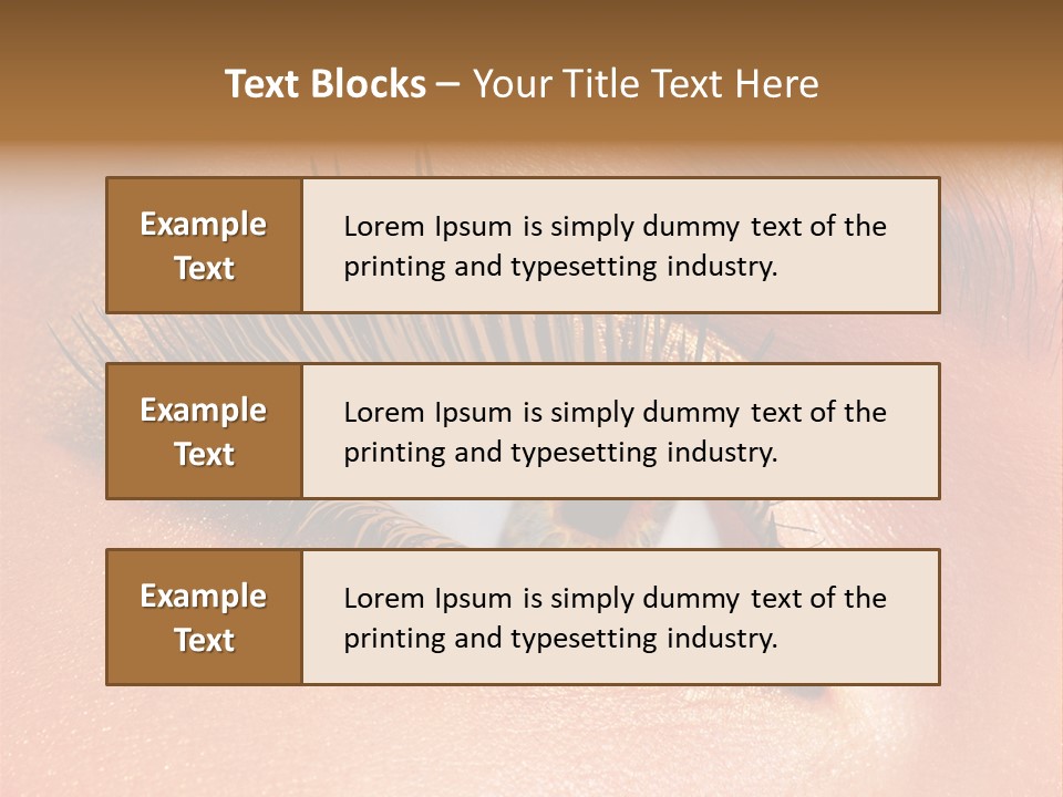 Modern Style Of Golden-Brown Make-Up. Beautiful Woman Eyes PowerPoint Template