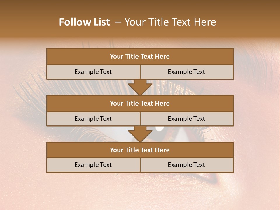Modern Style Of Golden-Brown Make-Up. Beautiful Woman Eyes PowerPoint Template